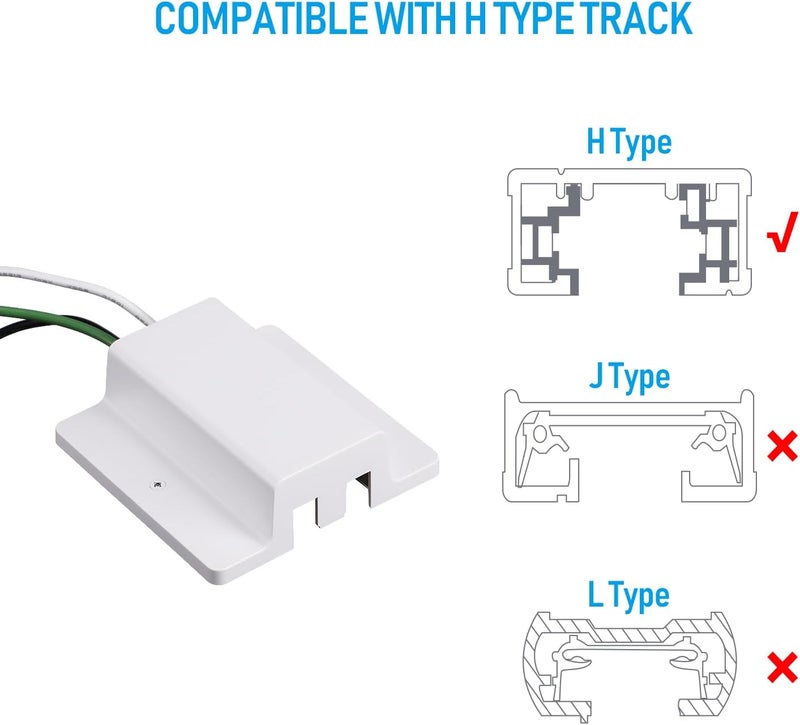 LEONLITE H Track Floating Canopy Connector, H Type Single Circuit 3-Wire-1 Track Lighting Kit, UL Listed, Compatible with Halo Track Rail System, Flame Retardant Material, Flexible Accesories, White - Image 3